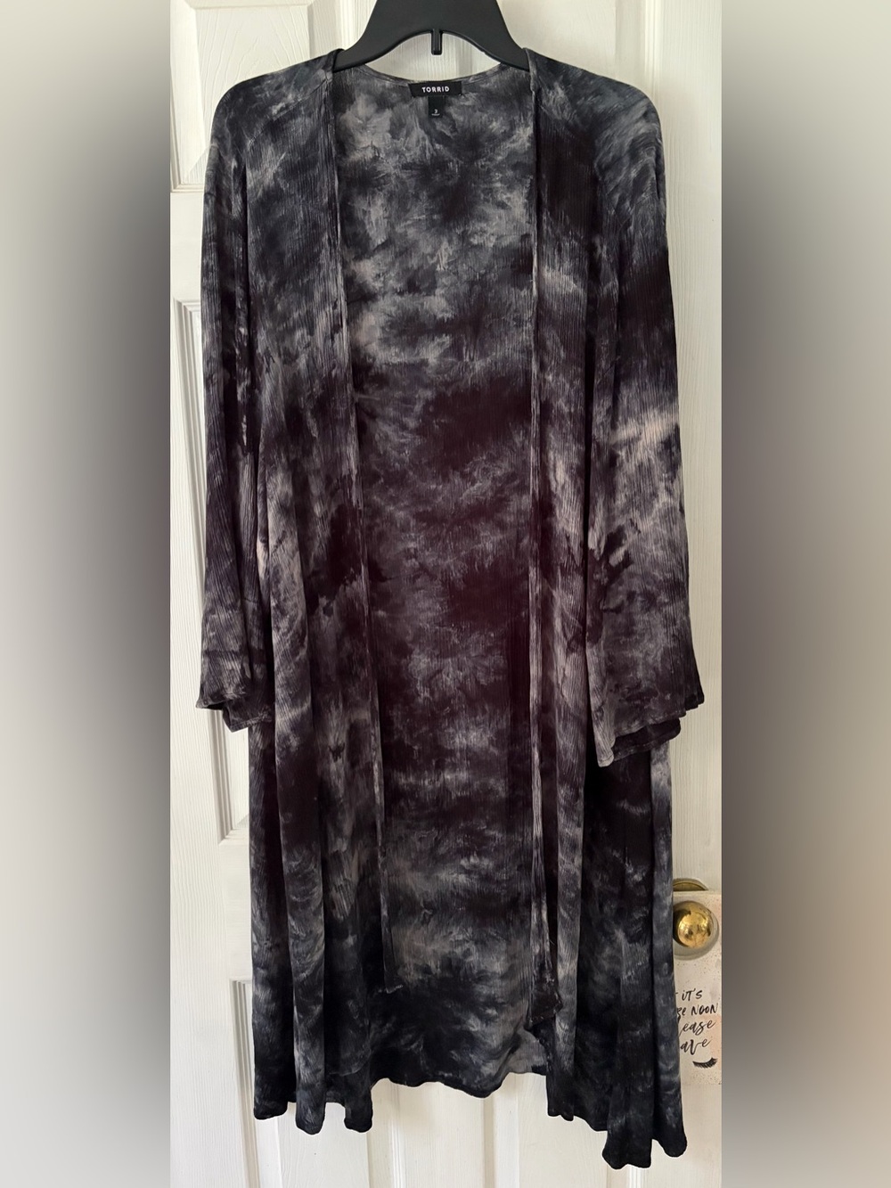 torrid Black & Gray Tie-Dye Long Open Cardigan